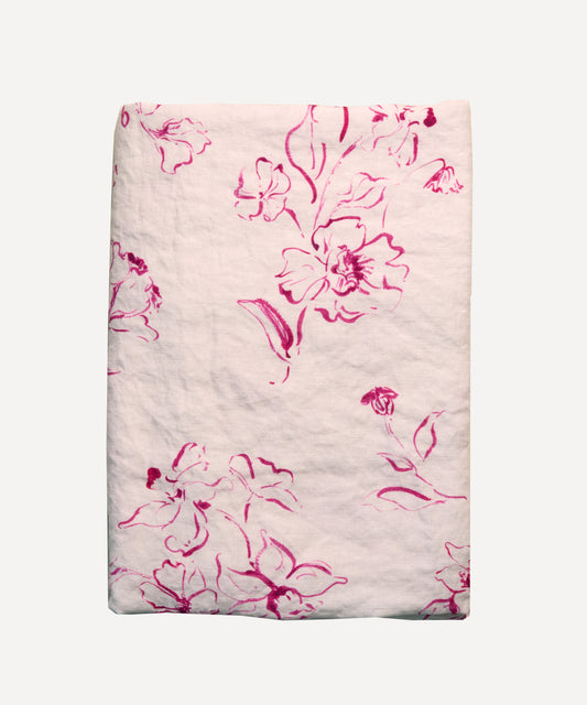 Preorder Wild Bloom, Pink Pure Linen Tablecloth
