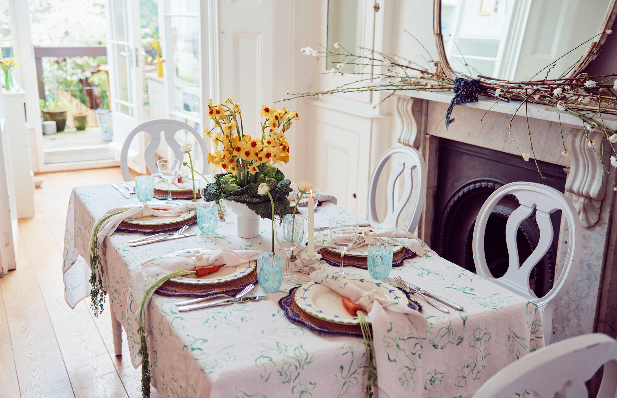 Wild Bloom, Green Pure Linen Tablecloth 4