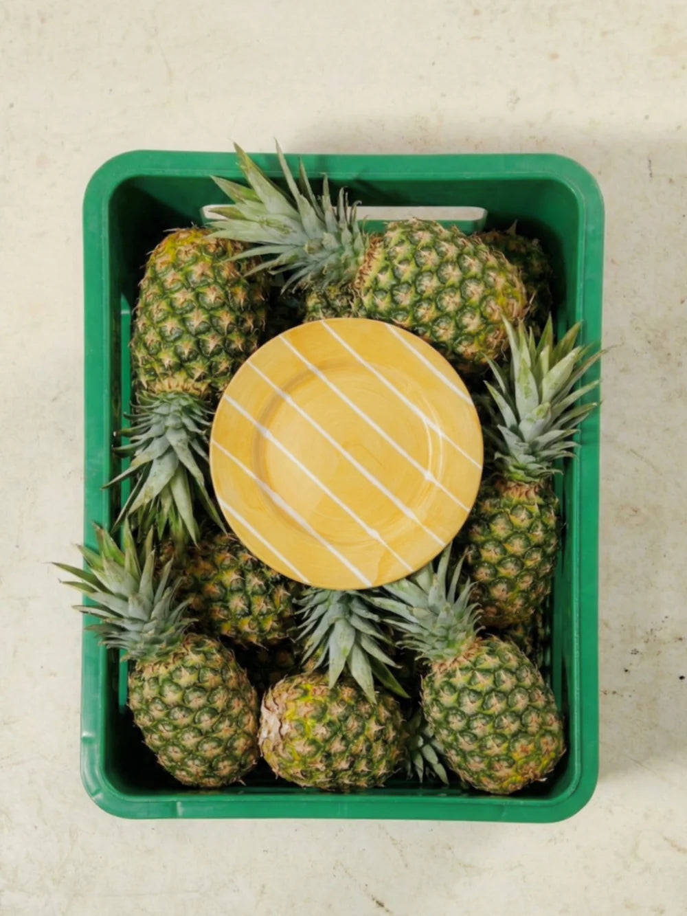 Hand-Painted Pineapple Stripe Desert Plate - Set of four