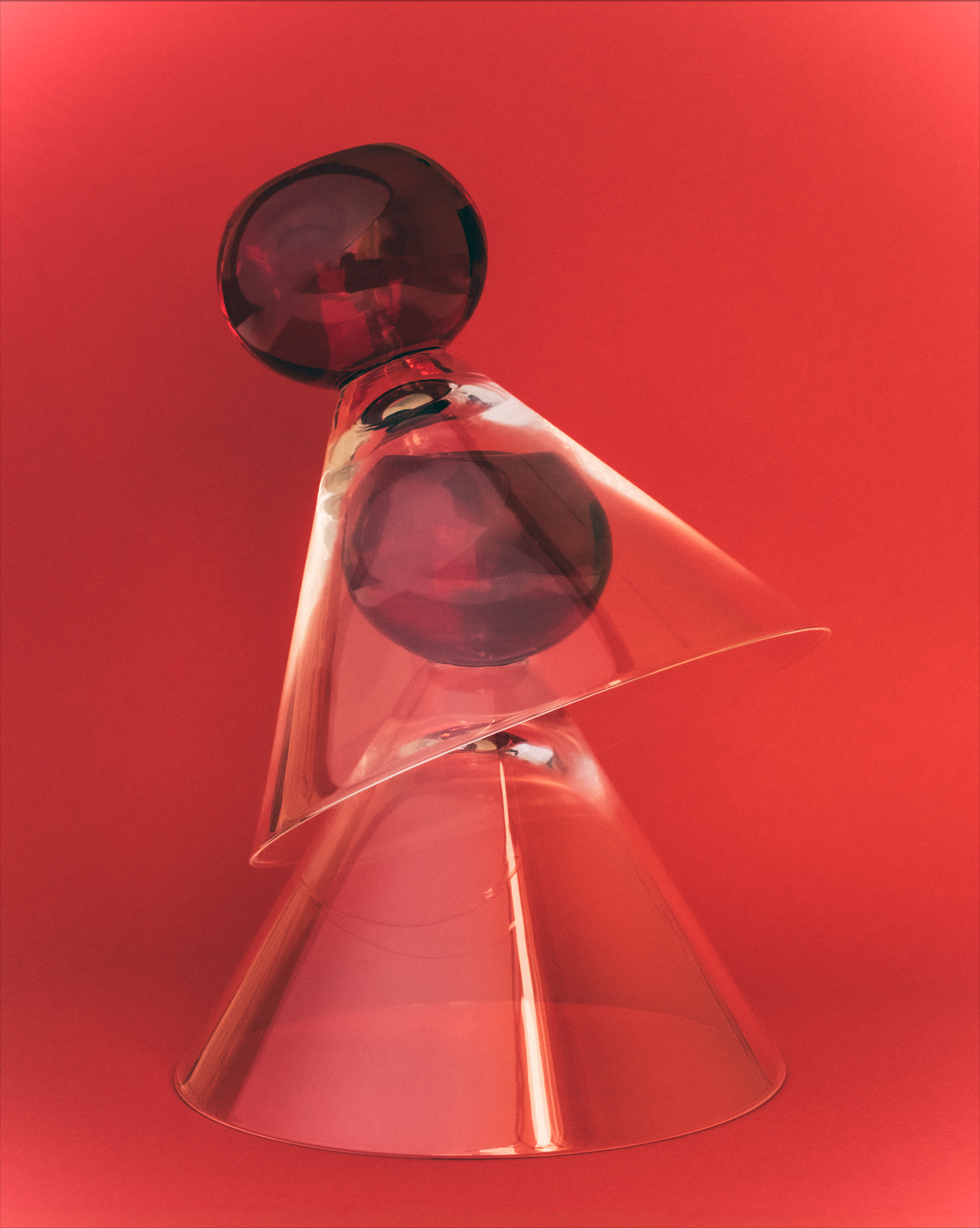 Cocktail Glasses, Red/ Clear - Set of 2 by Marla Primrose