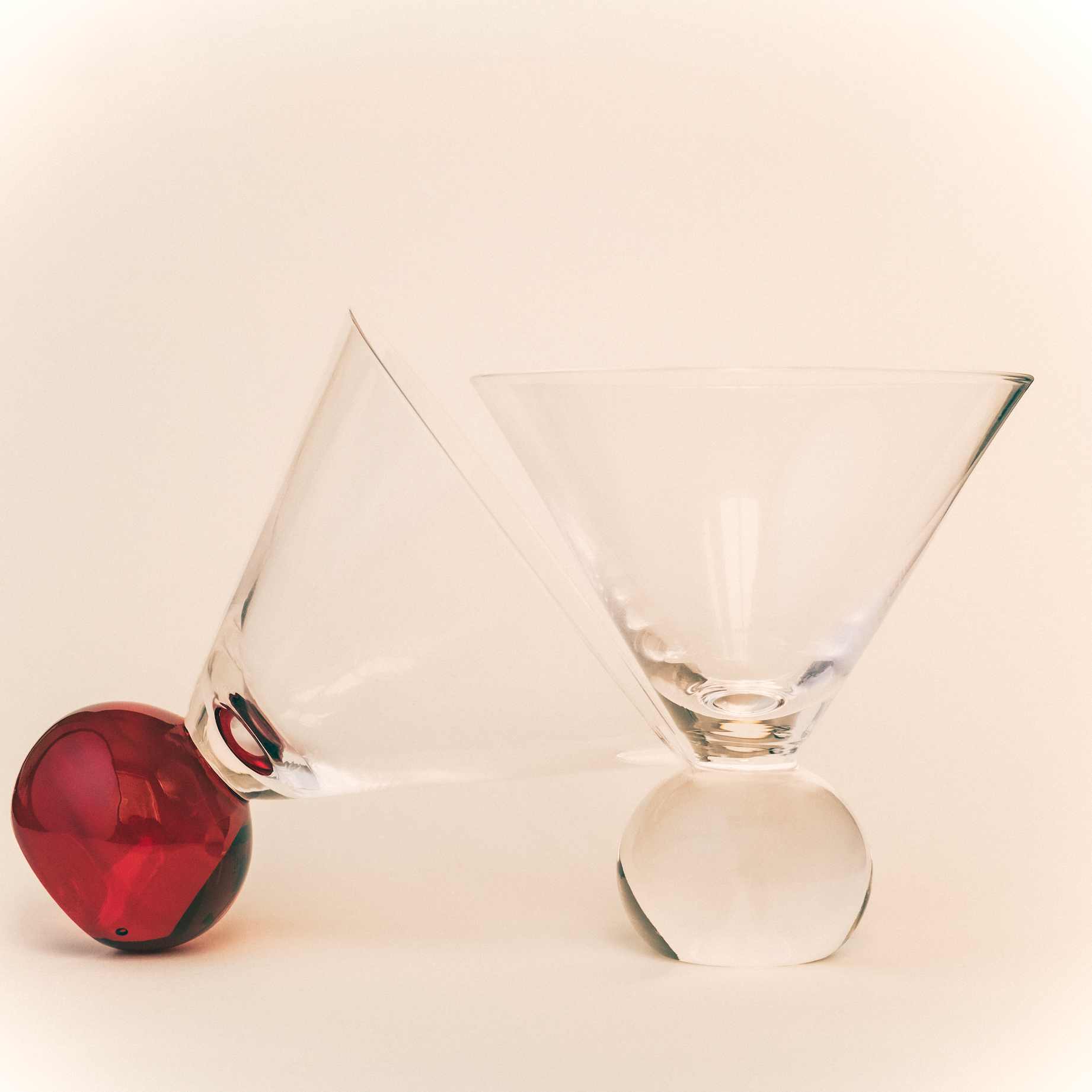 Cocktail Glasses, Red/ Clear - Set of 2 – detail close-up by Marla Primrose