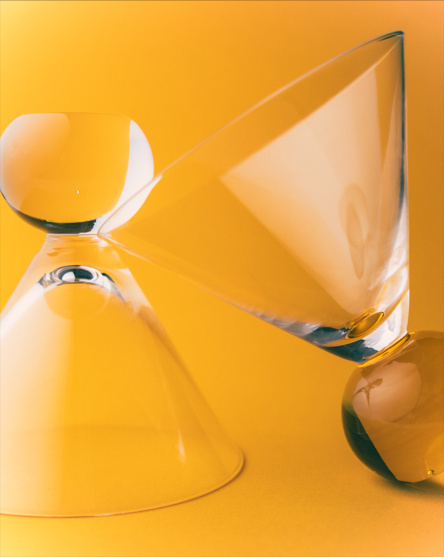 Cocktail Glasses, Yellow/Clear - Set of 2 – side view by Marla Primrose