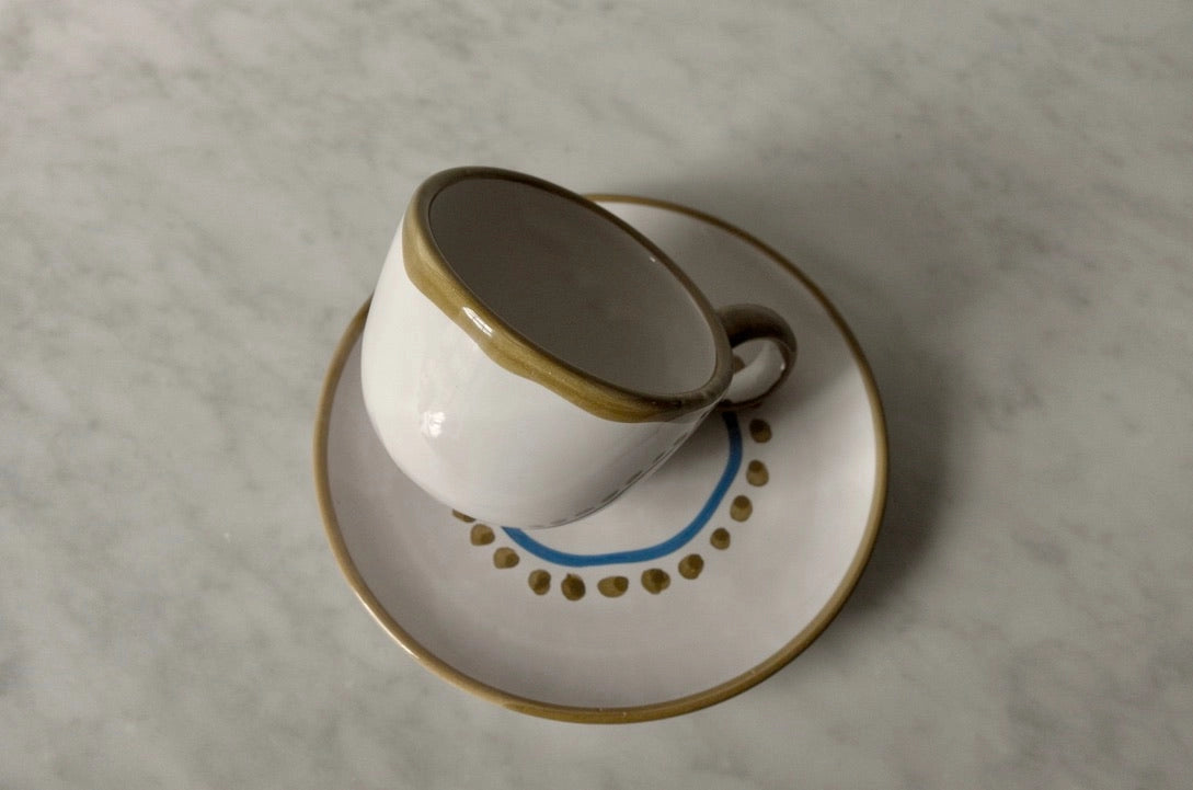 Hand-painted Tea Cup Set, Olive
