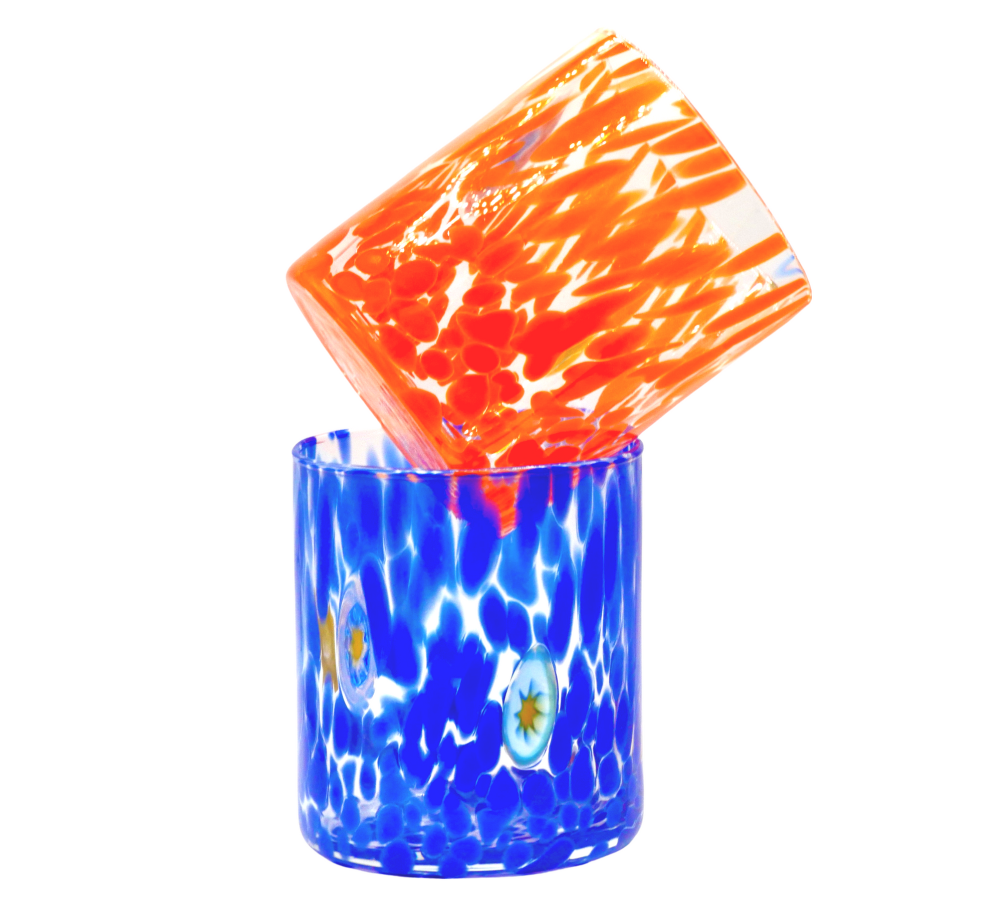 orange and blue murano tumbler