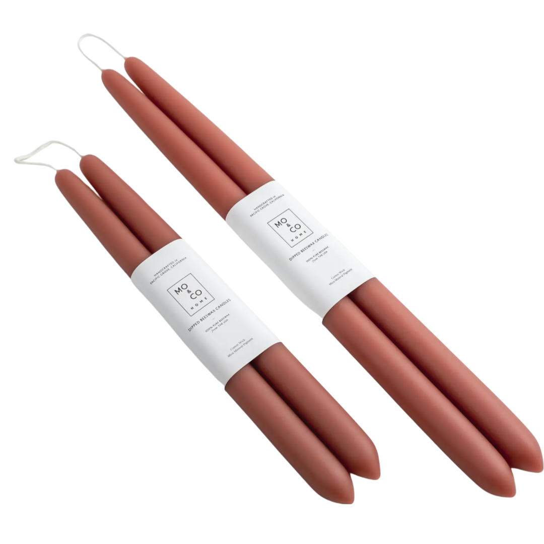 Burnt Orange Beeswax Candle Pair, Large