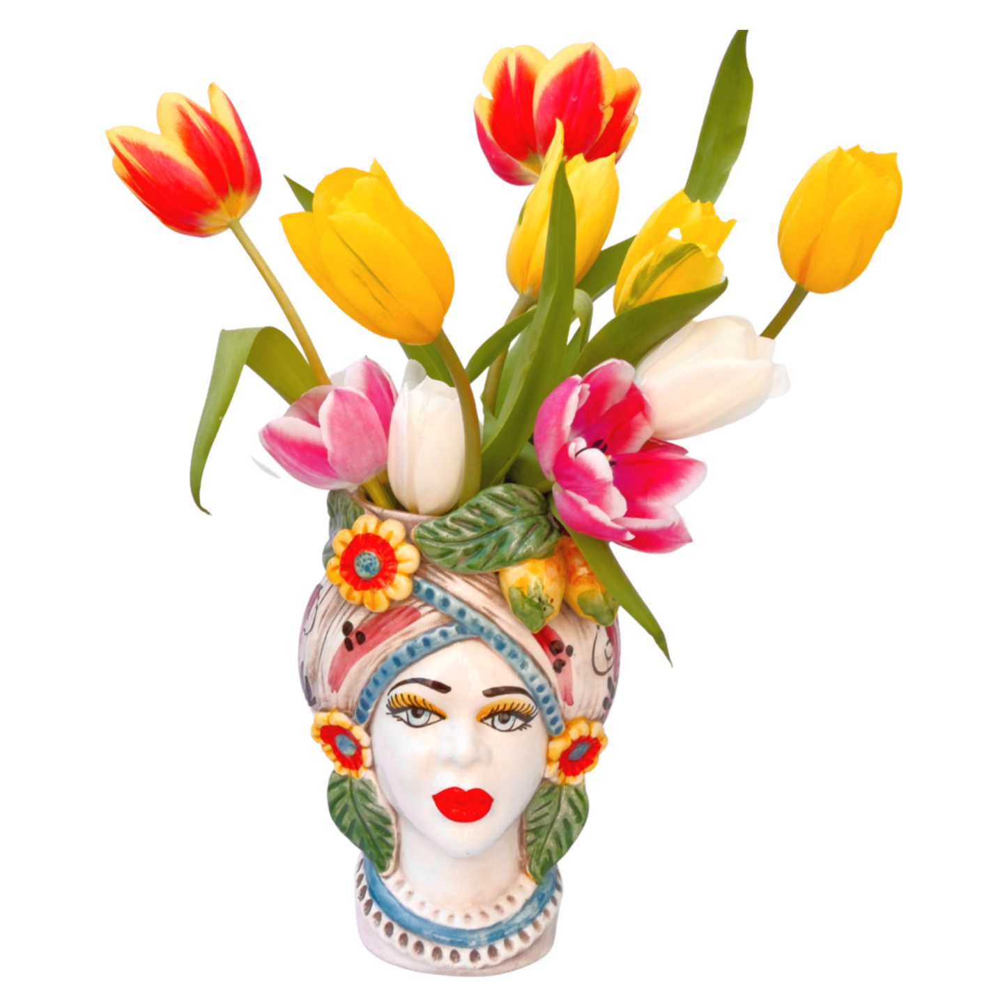 Sicilian Vase Head, Lemon & Flowers