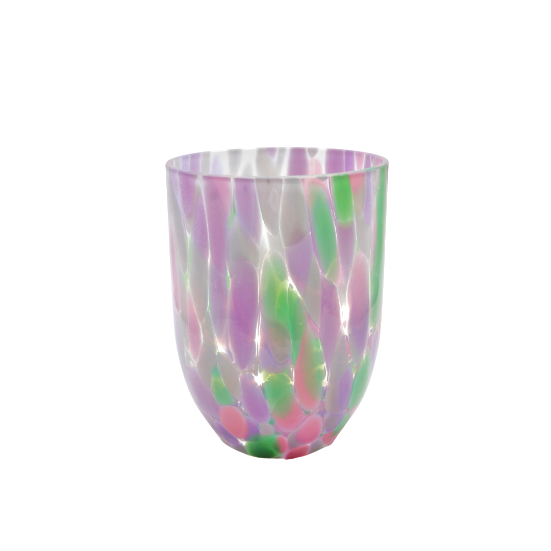 Confetti Bohemia Glass Tumbler, Green & Purple