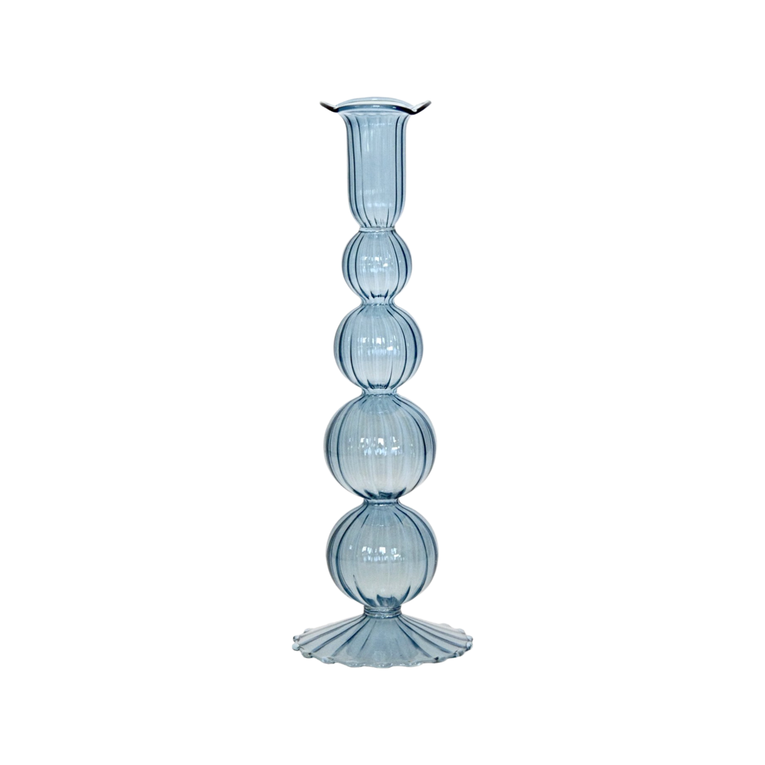 Glass Candleholder, Blue