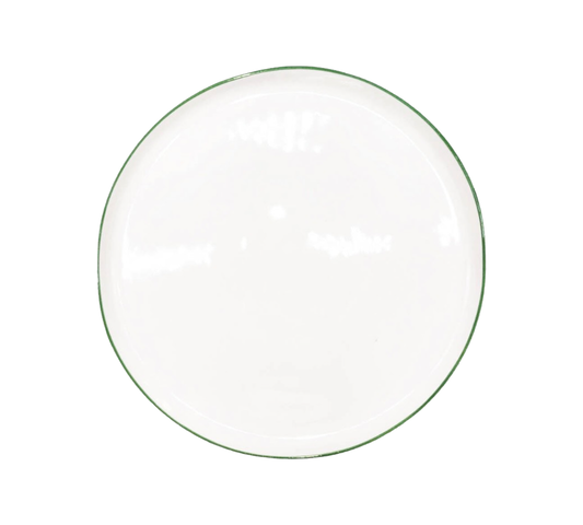 Large Porcelain Plate, White & Green