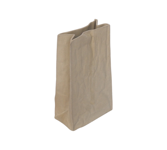 Brown Paperbag Vase, Ceramic