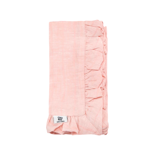 Linen Ruffle Napkin Pair, Pink